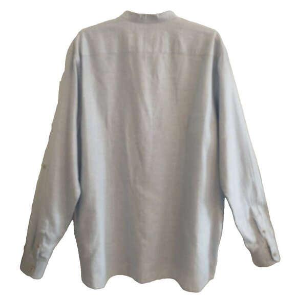 TED BAKER Mens Linen Blend Button Up Collarless Roll Tab Shirt Blue - 7 (3XL) - Picture 4 of 9